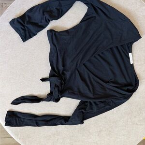 Heart & Hips Black Long Sleeve Tie-Front Top